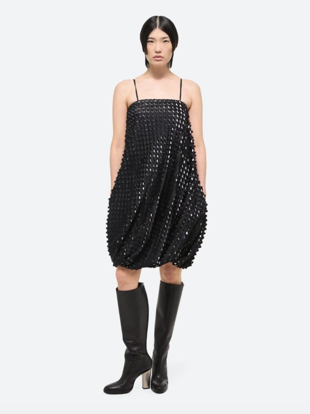 Helmut Lang Women's Black Hole Punch Bubble Hem Dress Size 12 New With Tags NWT